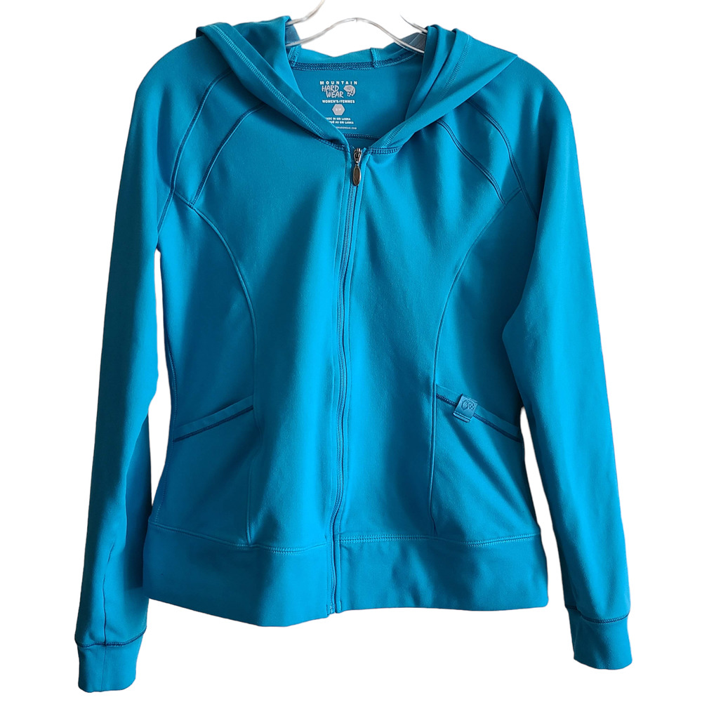 MOUNTAIN HARDWEAR Turquoise Blue Full Zip Knit Hoodie Jacket‎ Women's Small